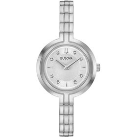 042429571112 BULOVA LADIES WHITE FACE WITH DIAMOND MARKERS WATCH