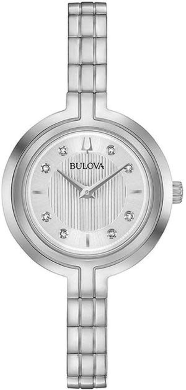 042429571112 BULOVA LADIES WHITE FACE WITH DIAMOND MARKERS WATCH