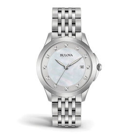 042429543393 BULOVA LADIES STAINLESS STEEL DIAMOND MARKERS WATCH