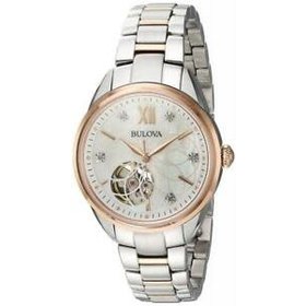 042429548398 BULOVA LADIES TWO TONE ROSEGOLD DETAILS WITH DIAMOND AUTOMATIC