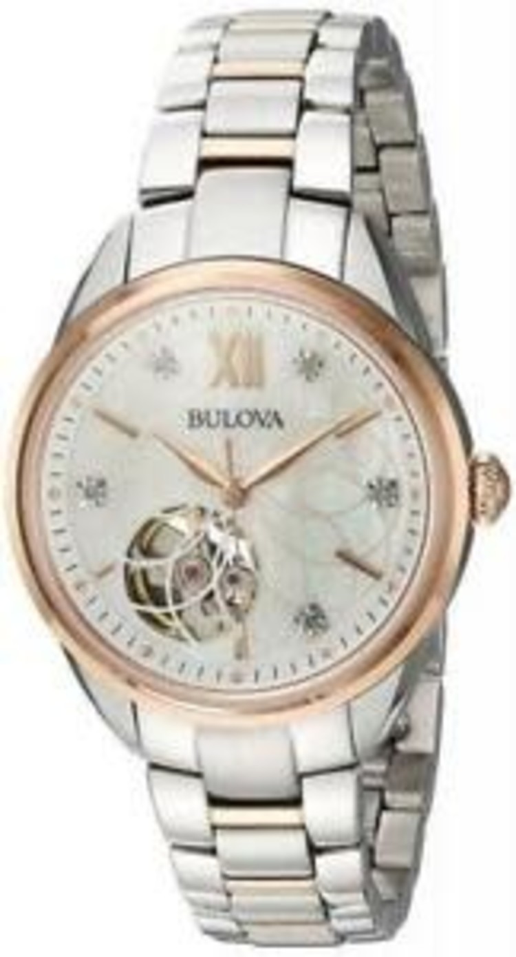 042429548398 BULOVA LADIES TWO TONE ROSEGOLD DETAILS WITH DIAMOND AUTOMATIC