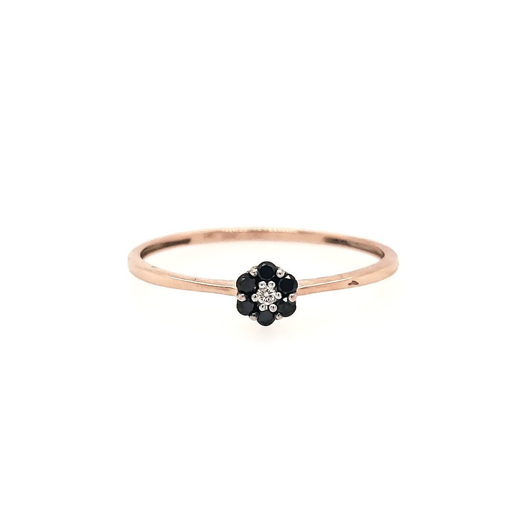 40029 ROSE GOLD CLUSTER BLACK AND WHITE DIAMOND RING