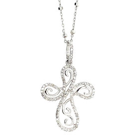 77563 14K WHITE GOLD .30CT DIAMOND SWIRL CROSS PENDANT