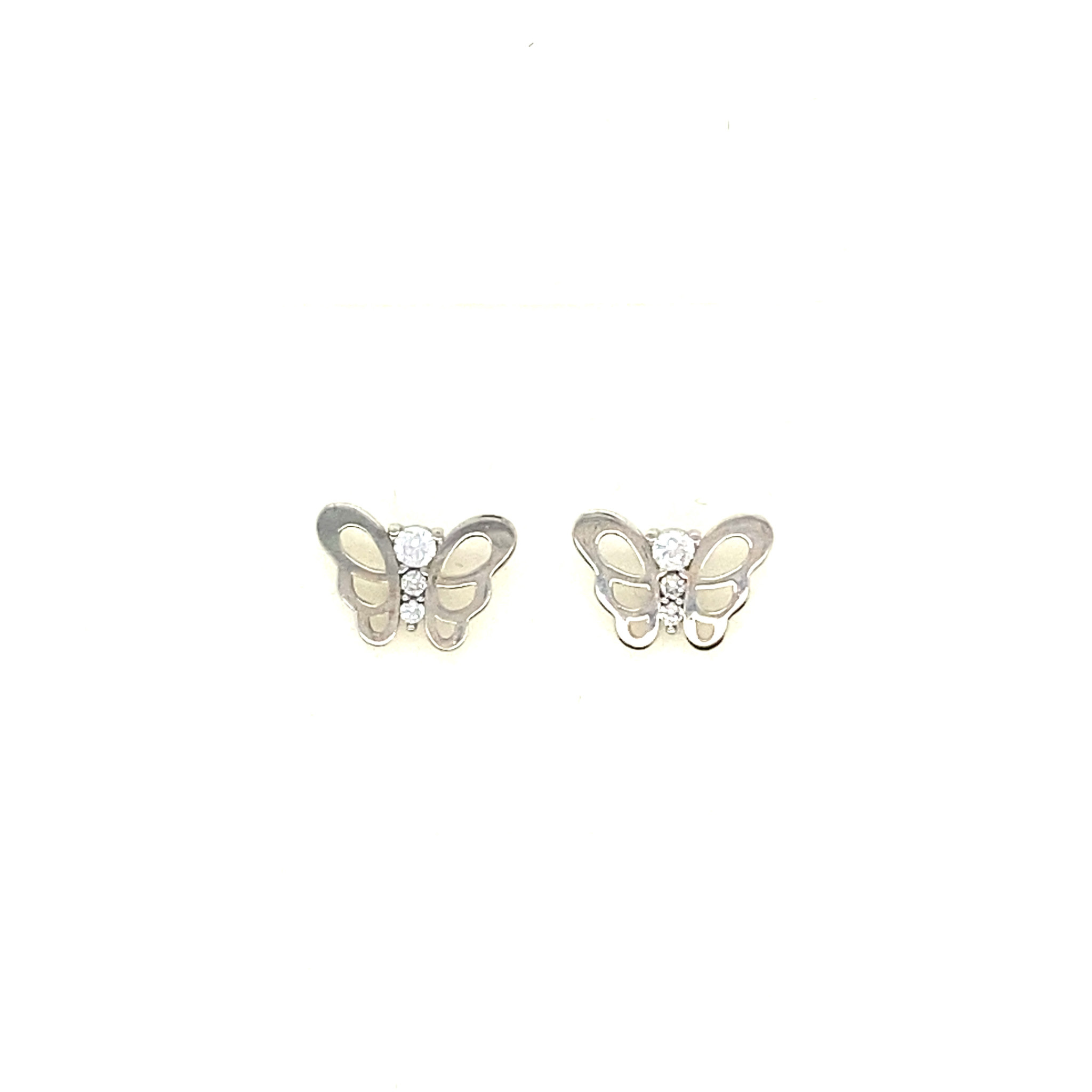 32944 14K WHITE GOLD CUBIC ZIRCONIA BUTTERFLY SCREWBACKS