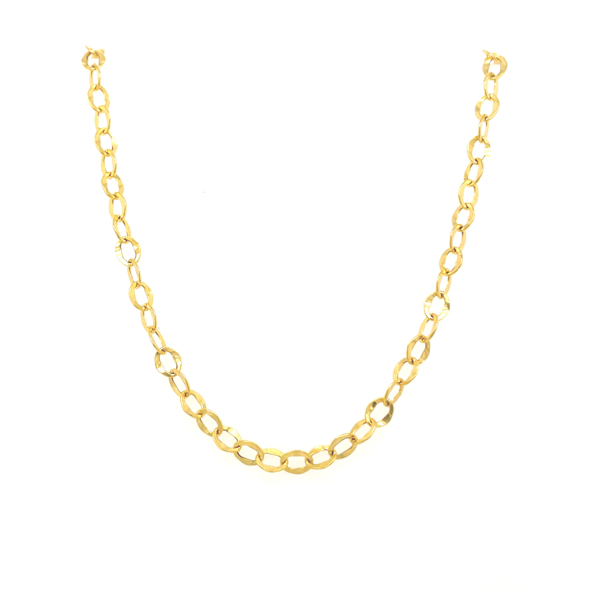 50033 14K YELLOW GOLD 16" HOLLOW WAVE CURBED LINK CHAIN