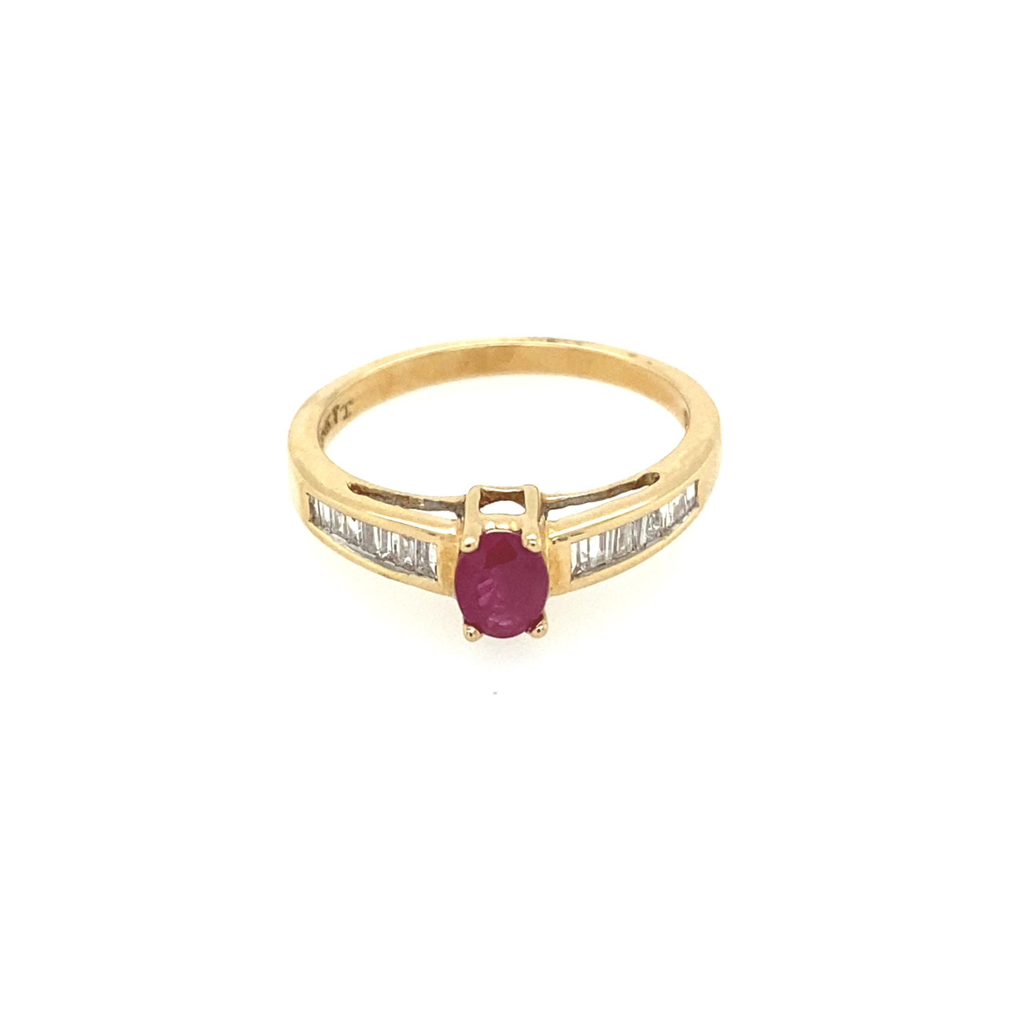 40065 14K YELLOW GOLD RUBY & BAGUETTE RING