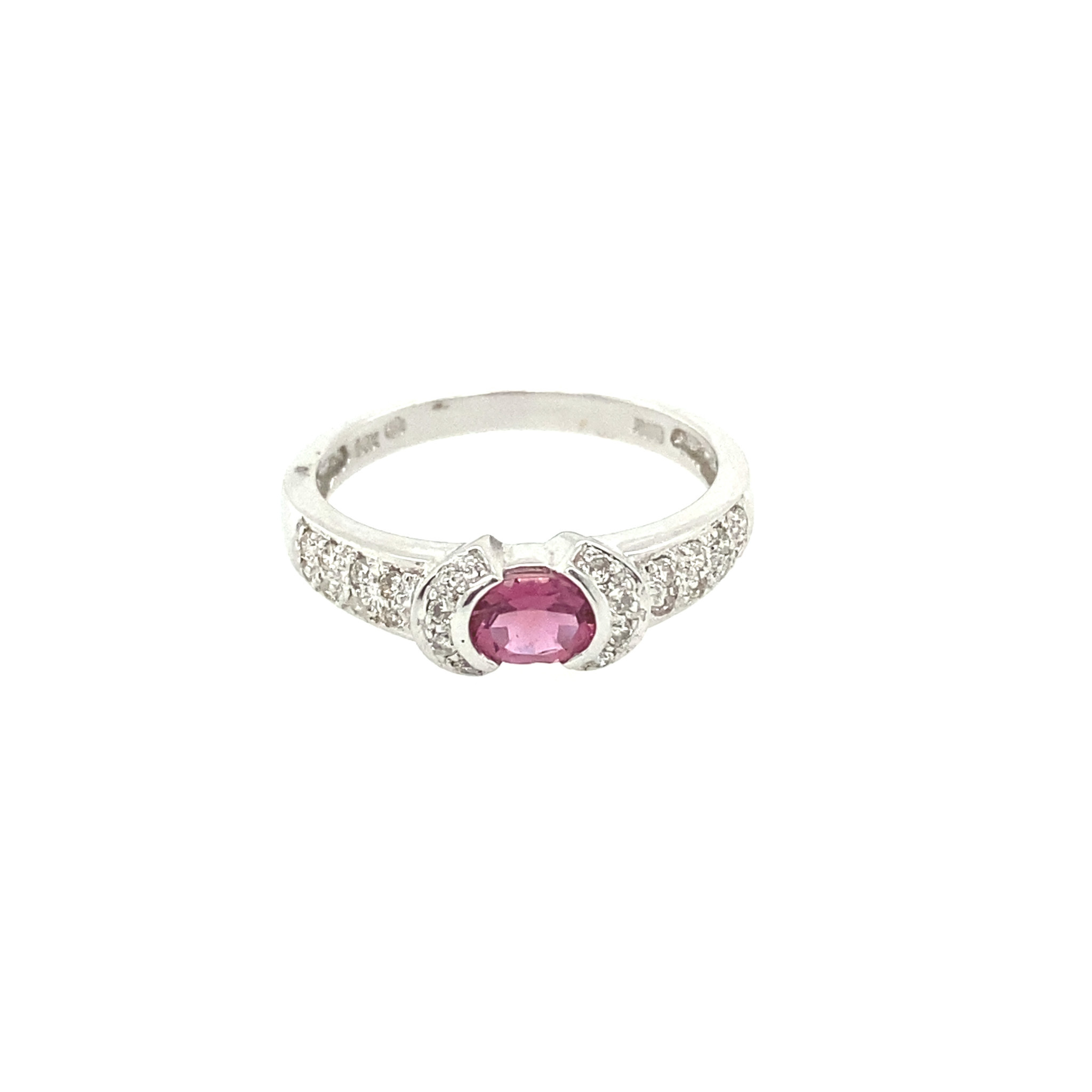 40061 14K.WHITE GOLD .17CT PINK TOURMALINE & DIAMOND RING