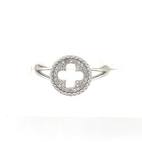 40835 14K WHITE GOLD .35CT  DIAMOND PAVE FLORAL CUTOUT RING