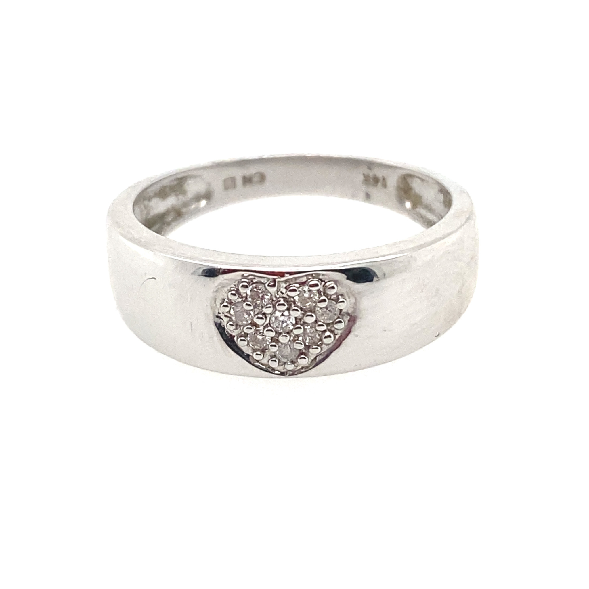 40763 14K. WHITE GOLD .10CT DIAMOND HEART BAND