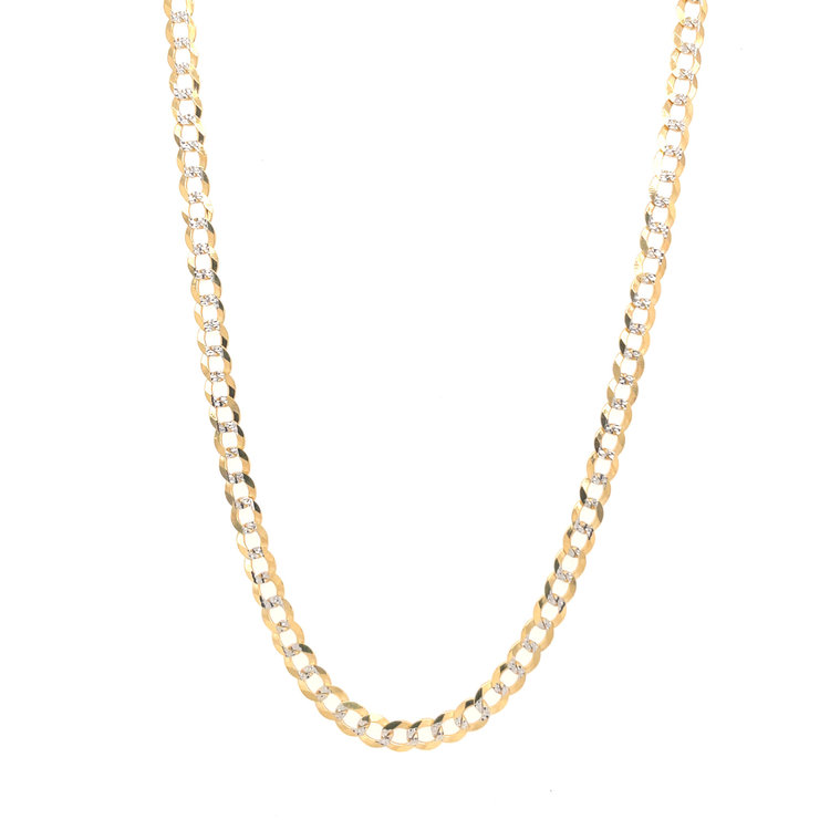 50019 14K TWO TONE   20" 3MM  DIAMOND CUT CUBAN LINK  CHAIN
