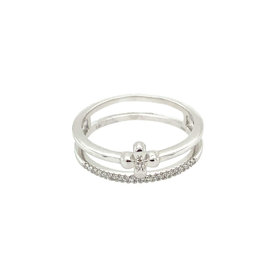 40862 14K WHITE GOLD DIAMOND  DOUBLE ROW FLOWER RING
