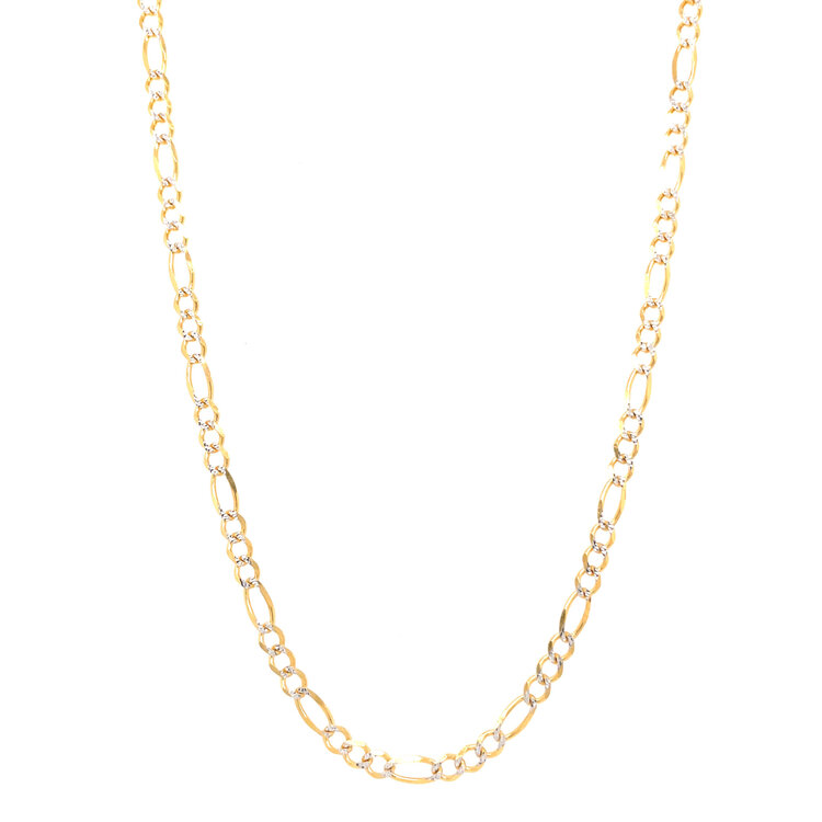 50012 14K YELLOW GOLD  24" 2.50MM  DIAMOND CUT FIGARO CHAIN