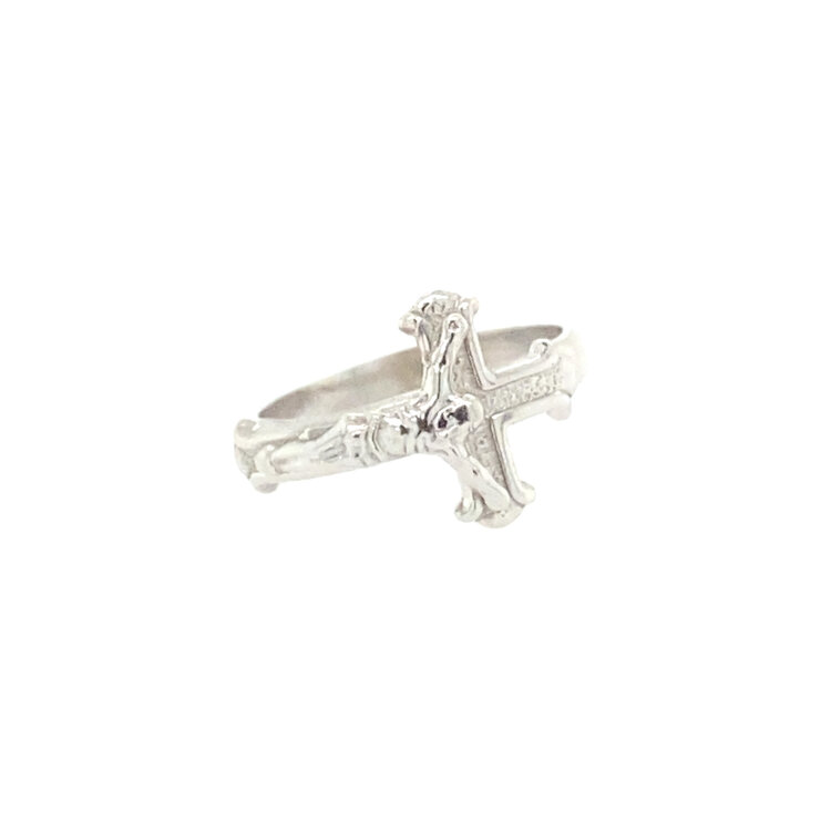 40551 14K.WHITE GOLD CRUCIFIX RING