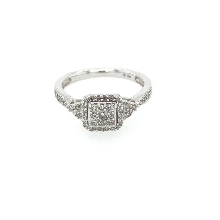 40791 14K WHITE GOLD .40TCW DIAMOND SQUARE CLUSTER RING