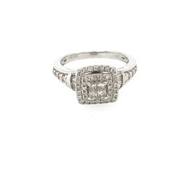 45070 14K.WHITE GOLD DIAMOND INVSISIBLE SET DOUBLE HALO RING