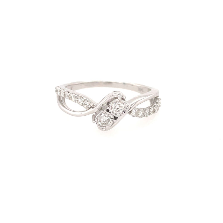 40544 14K WHITE GOLD  DUET .33CT DIAMOND RING