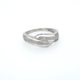 40869 14K WHITE GOLD DIAMOND CROSSOVER RING