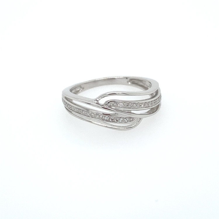 40869 14K WHITE GOLD DIAMOND CROSSOVER RING