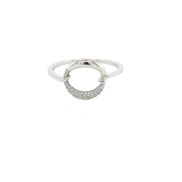 40834 14K WHITE GOLD HALF DIAMOND CIRCLE RING