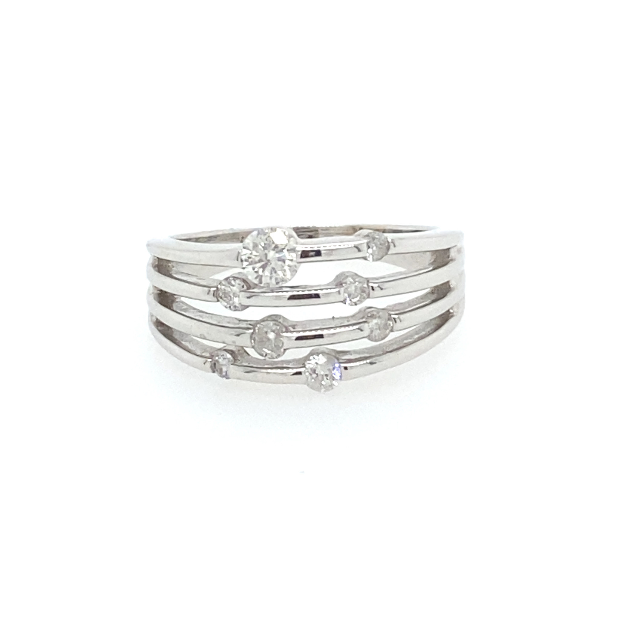 40745 14K WHITE GOLD .50CT 4 ROW DIAMOND BAND