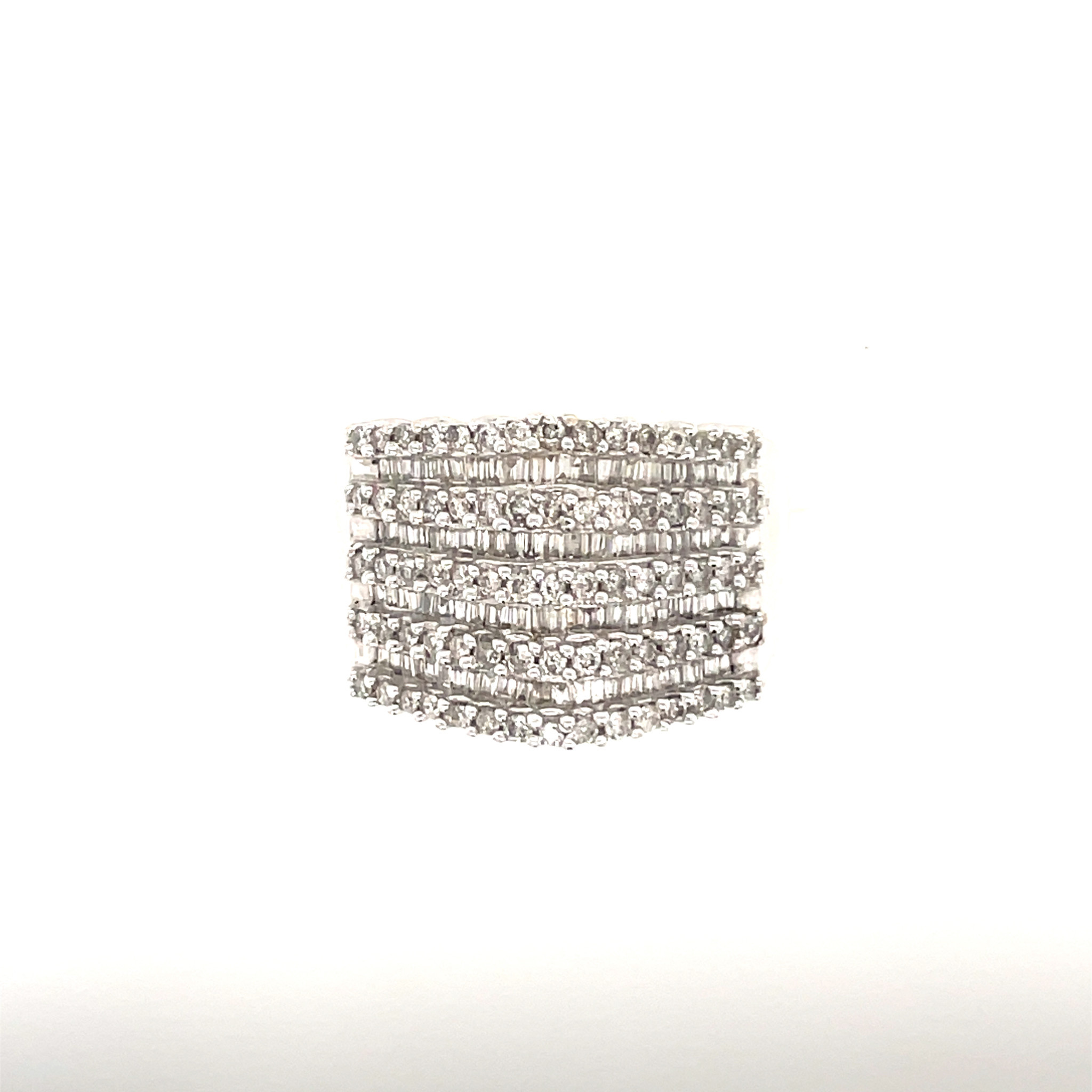 40286 14K WHITE GOLD WIDE 1CT DIAMOND ROUND AND BAGUETTE RING