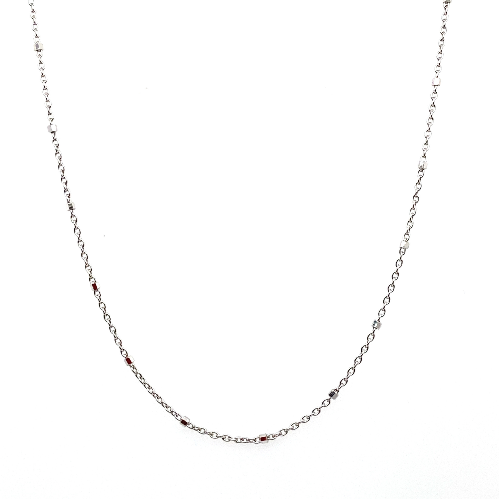 55985 14K WHITE GOLD 18" BEADED LINK CHAIN