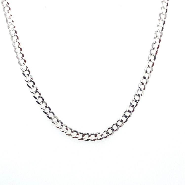 55755 14K WHITE GOLD 20" 3.15MM  CUBAN CHAIN