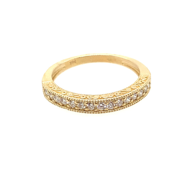 475603 14K YELLOW GOLD  .20CT  DIAMOND MILLIGRAIN BAND