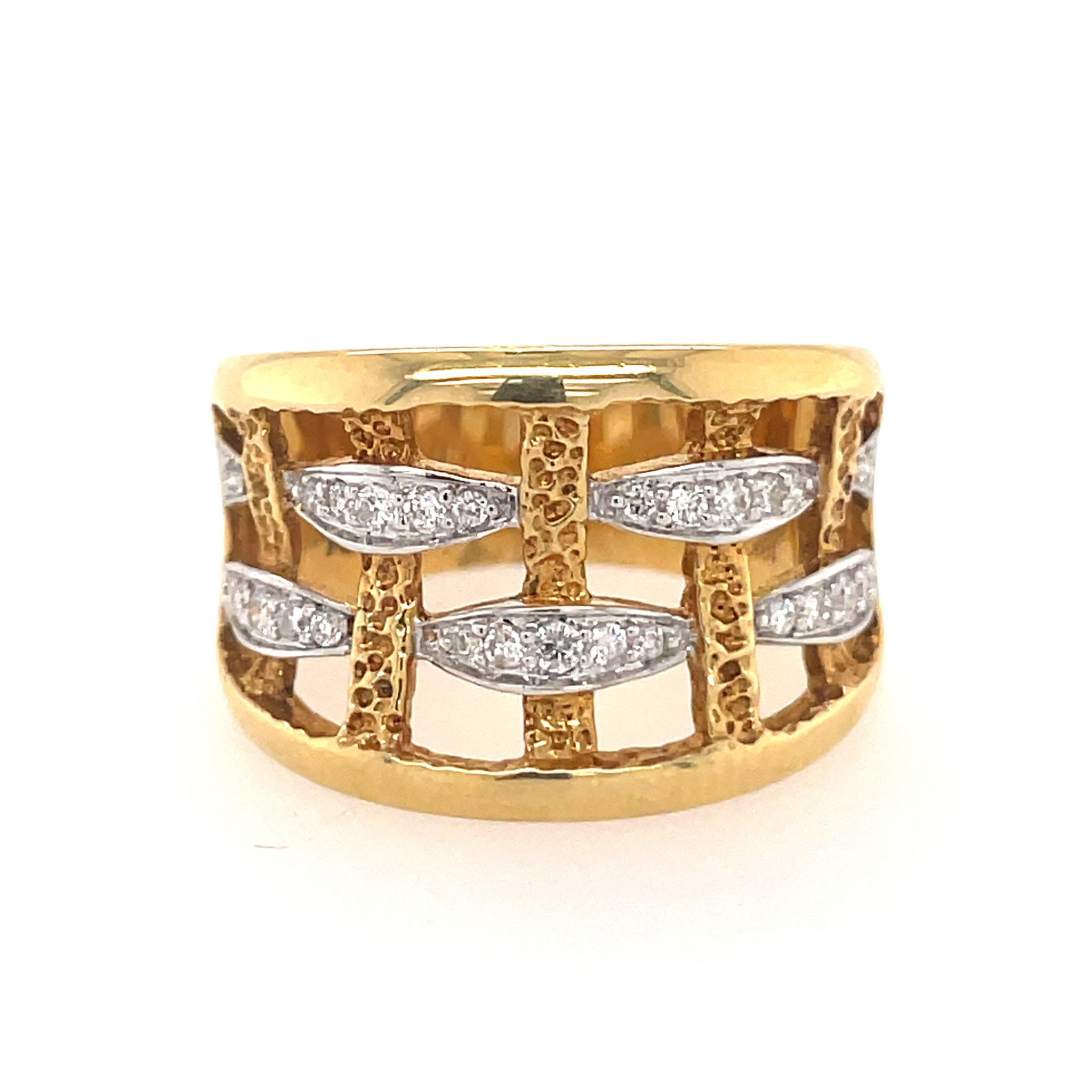 40147 18K YELLOW GOLD .50CT DIAMOND BASKET WEAVE RING