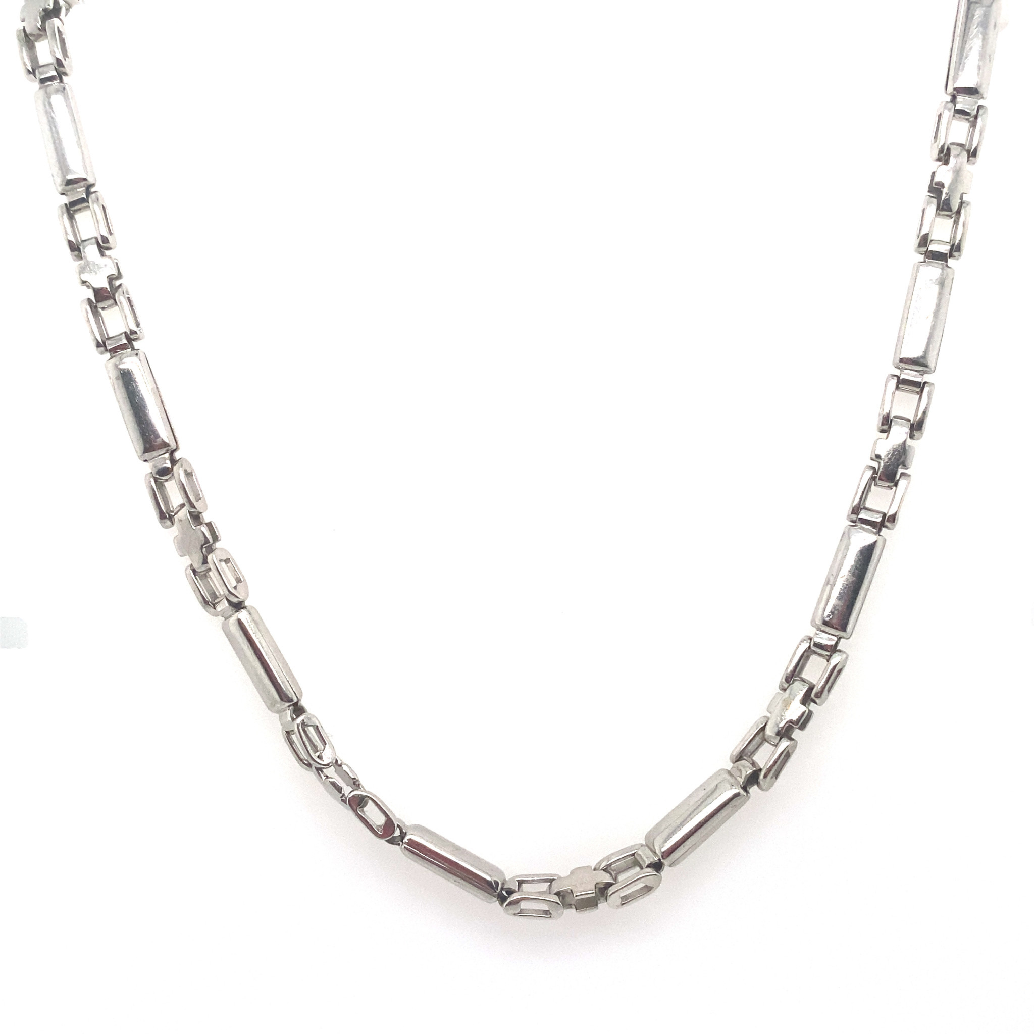 51037 14K WHITE GOLD 24" BAR MECHANICAL LINK CHAIN