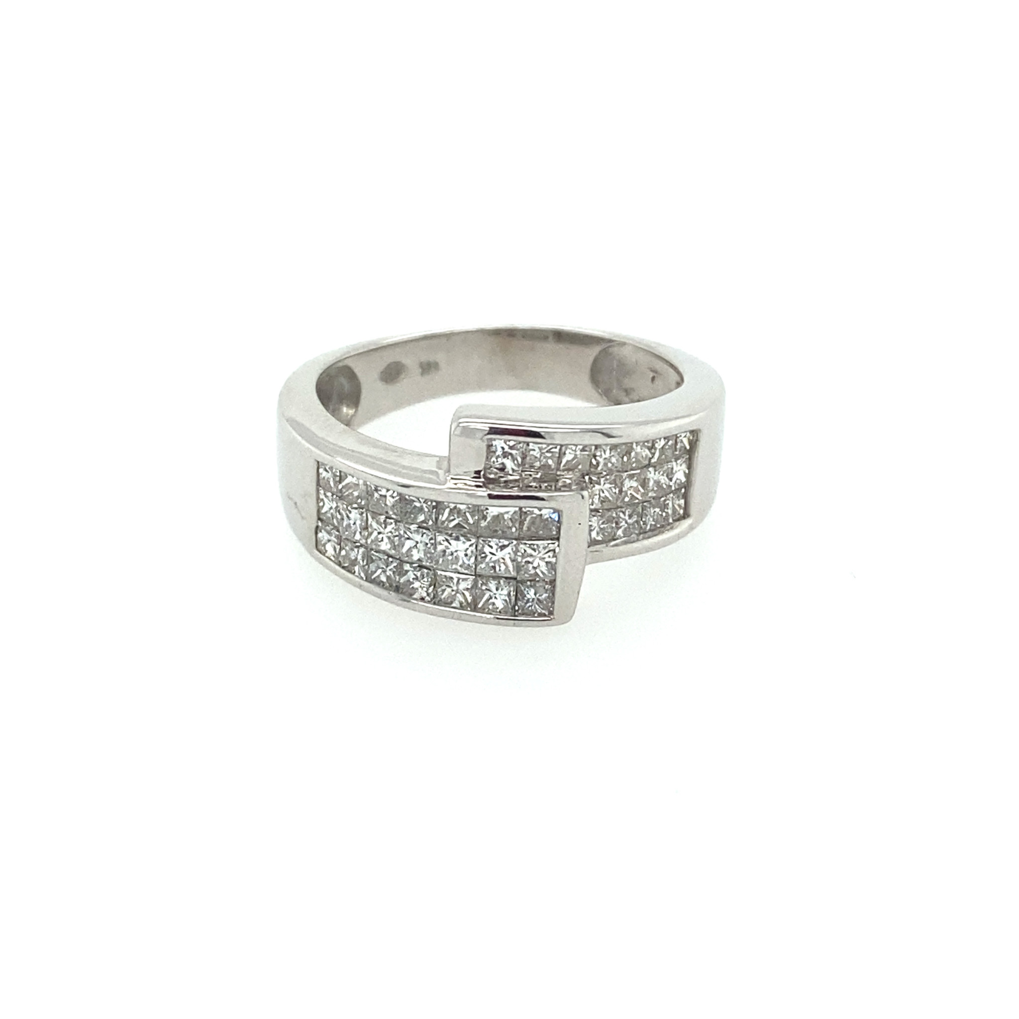 40805 14K WHITE GOLD 1CT DIAMOND INVISIBLE SET BYPASS DESIGN RING