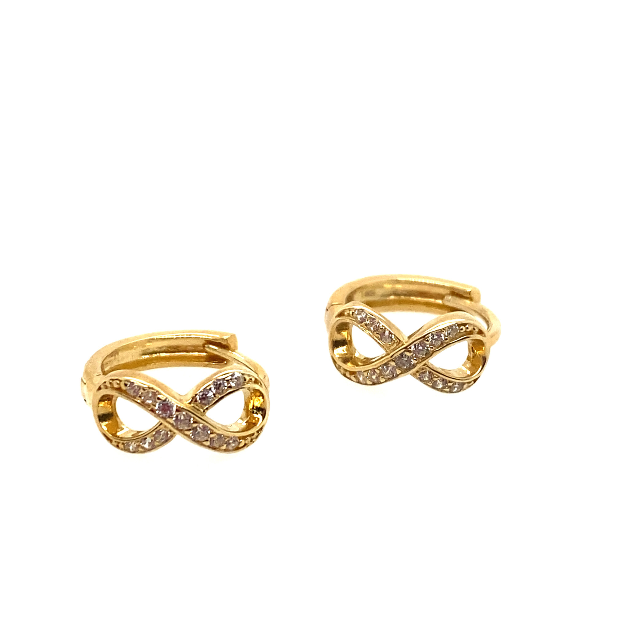 32176 14K YELLOW GOLD CUBIC ZIRCONIA INFINITY HUGGIES