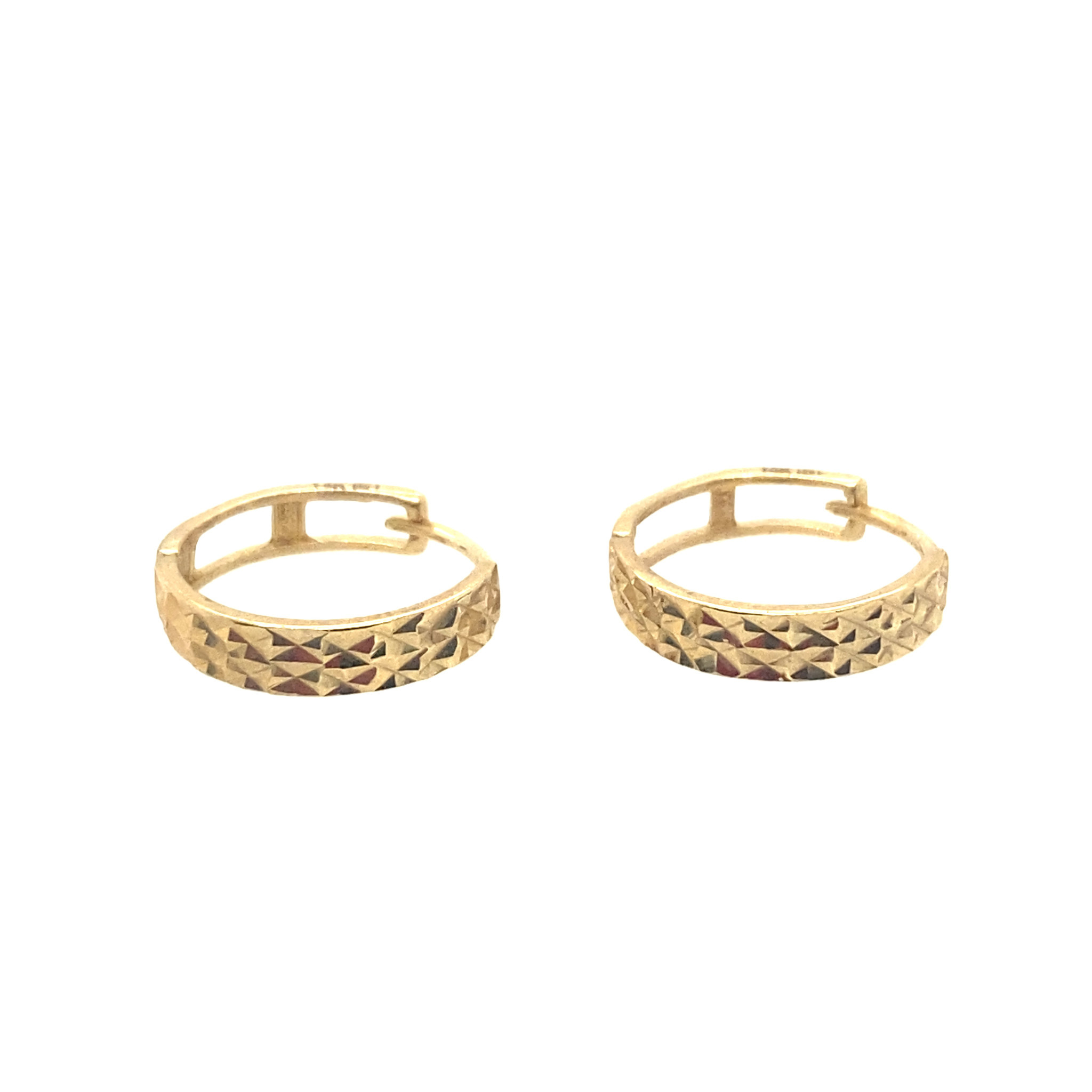 32319 14K YELLOW GOLD SMALL DIAMOND CUT HUGGIES
