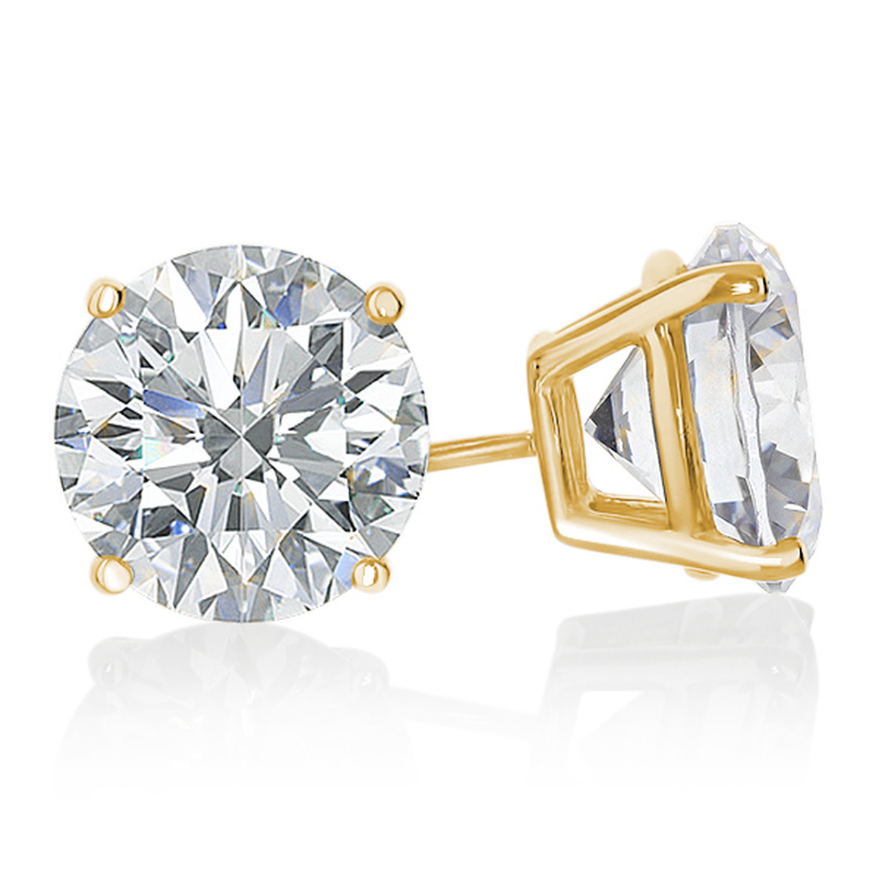 30212 14K YELLOW GOLD LARGE CUBIC ZIRCONIA STUDS