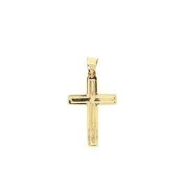 77047 14K YELLOW GOLD 0.95" SMALL FLAT HIGH POLISH  LINED CROSS