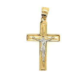 76019 14K  TWO-TONE BOXED CRUCIFIX