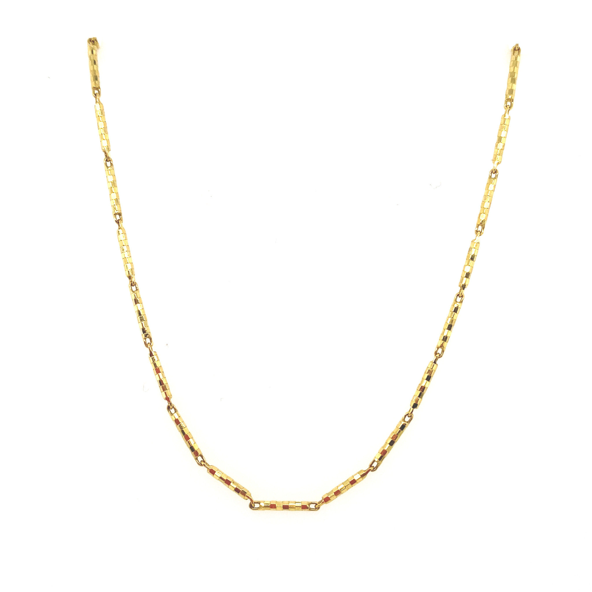 50102 14K YELLOW GOLD 16" DIAMOND CUT BAR LINK CHAIN