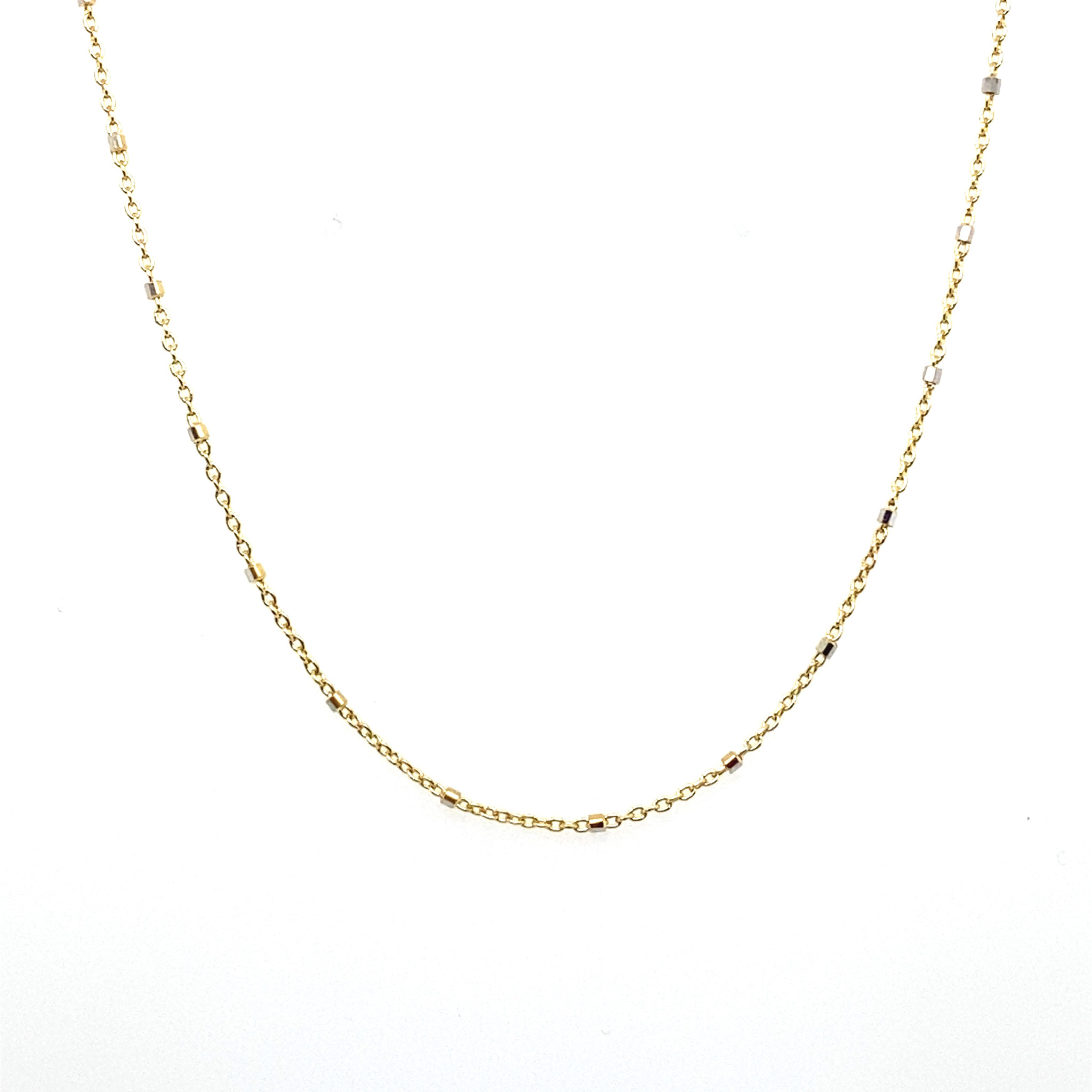 55986 14K YELLOW GOLD 18" BEAD LINK CHAIN