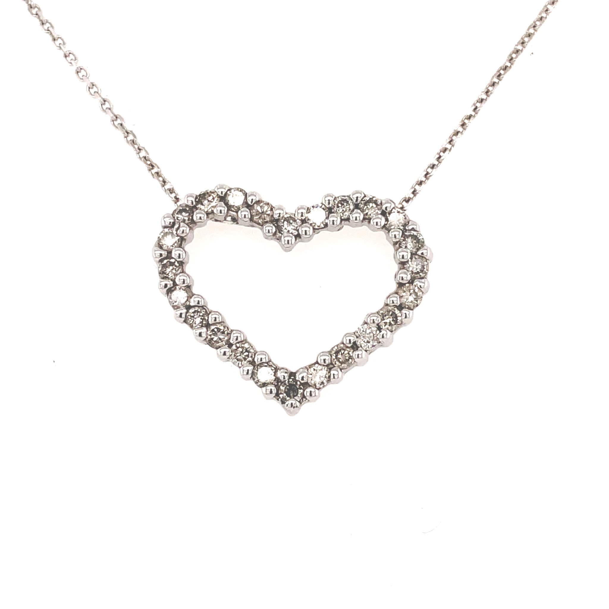 71273 14K WHITE GOLD .75CT DIAMOND OPEN HEART PENDENT
