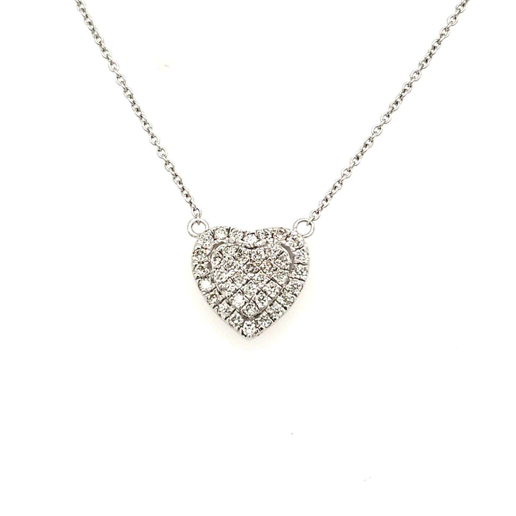 70052 14K WHITE GOLD .48CT DIAMOND DOUBLE HEART PENDANT