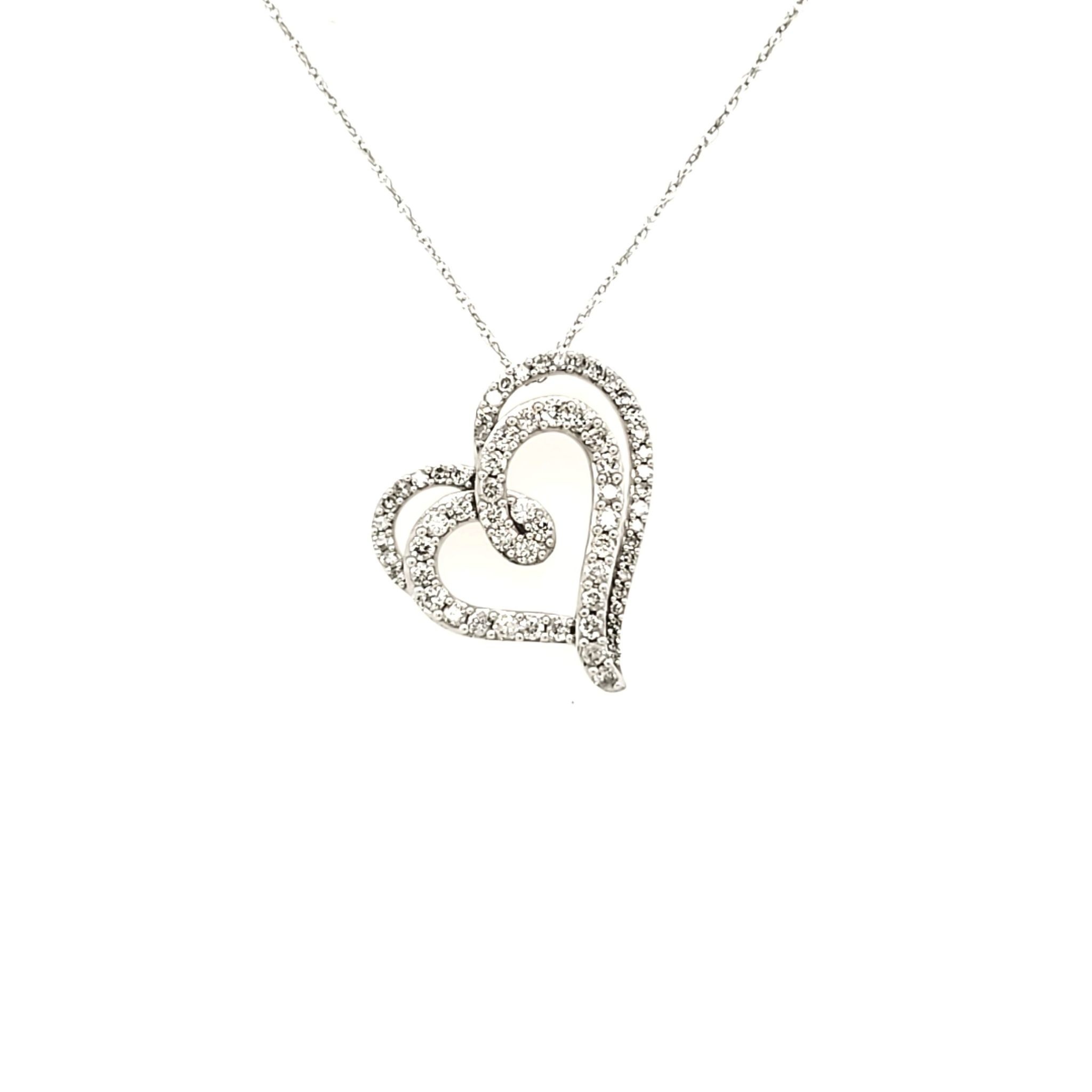 70075 14K WHITE GOLD DOUBLE SWIRL HEART .50TCW DIAMOND PENDANT SET