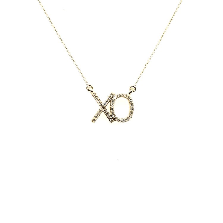 70077 14K YELLOW GOLD XO .11TCW DIAMOND PENDANT SET