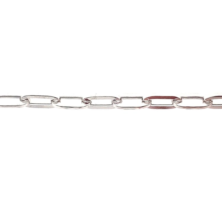 20058 14K WHITE GOLD 7" 6.5MM PAPER CLIP BRACELET