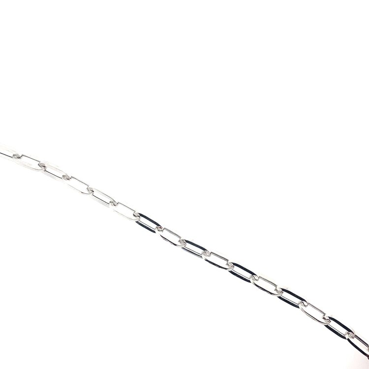20058 14K WHITE GOLD 7" 6.5MM PAPER CLIP BRACELET