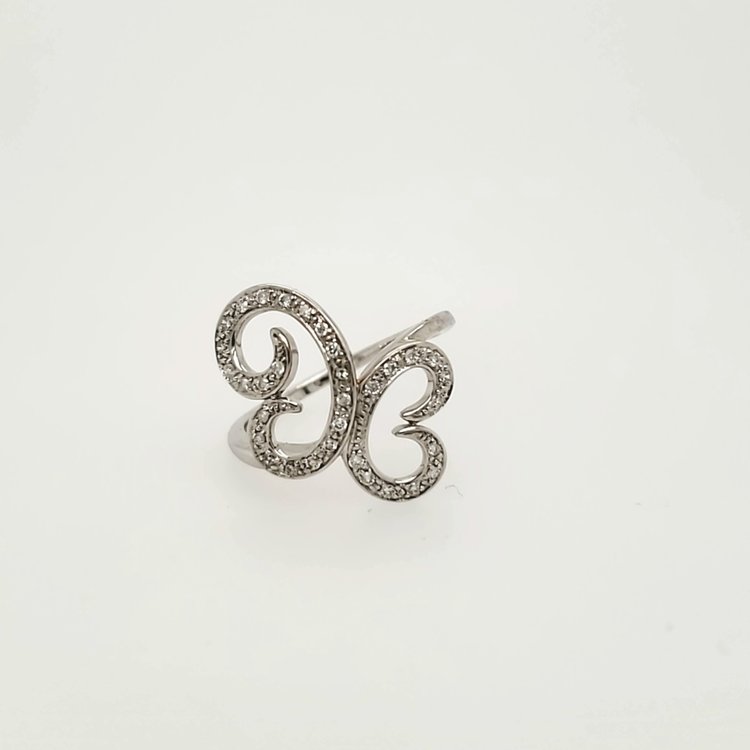 40639 14K.WHITE GOLD .25CT DIAMOND DOUBLE SWIRL RING