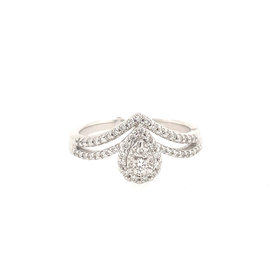 40873 14K WHITE GOLD .33CT DIAMOND PEAR CLUSTER CHEVRON RING
