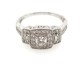 40880 14K WHITE GOLD DIAMOND PAST/PRESENT/FUTURE HALO RING