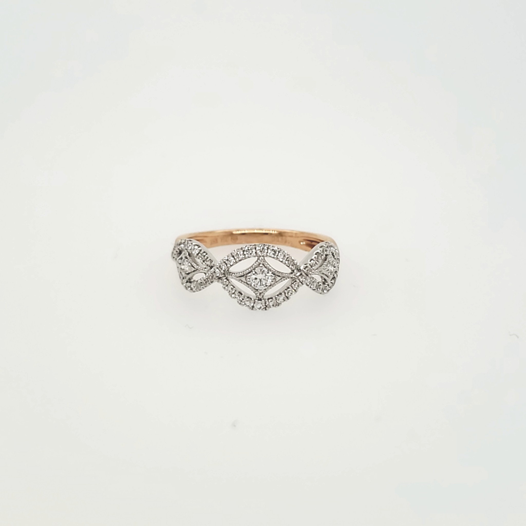 40891 18K ROSE AND WHITE GOLD .40CT DIAMOND INFINITY STYLE LADIES RING