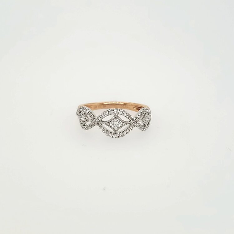 40891 18K ROSE AND WHITE GOLD .40CT DIAMOND  INFINITY STYLE LADIES RING