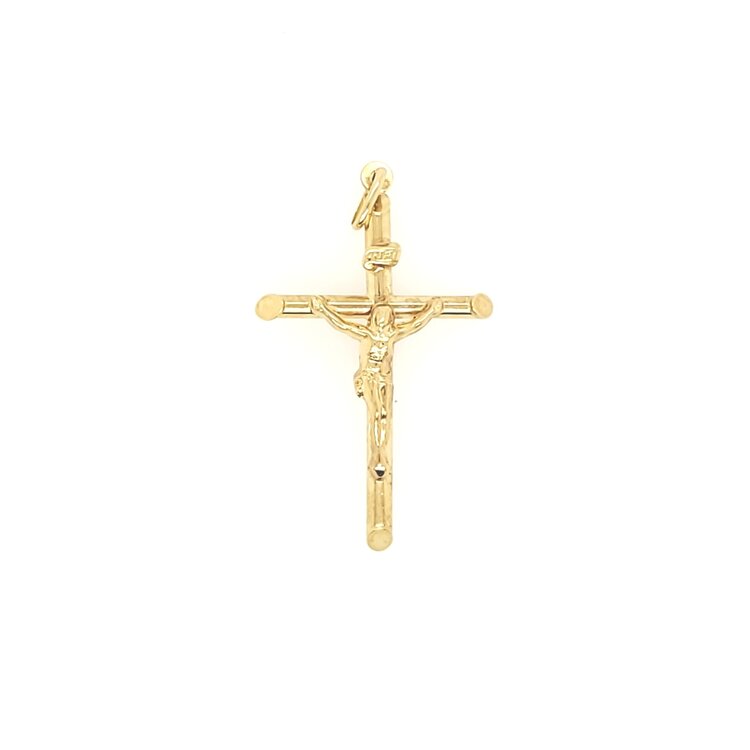 77010 14K YELLOW GOLD 1.90" HIGH POLISH TRADITIONAL CRUCIFIX